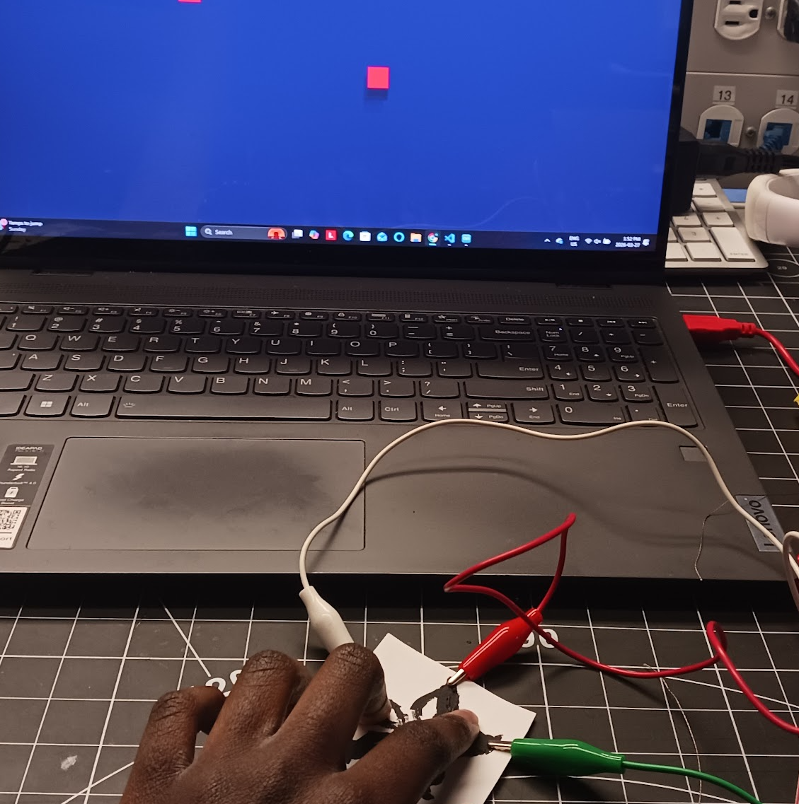 Connecting graphite paintings to Makey-Makey